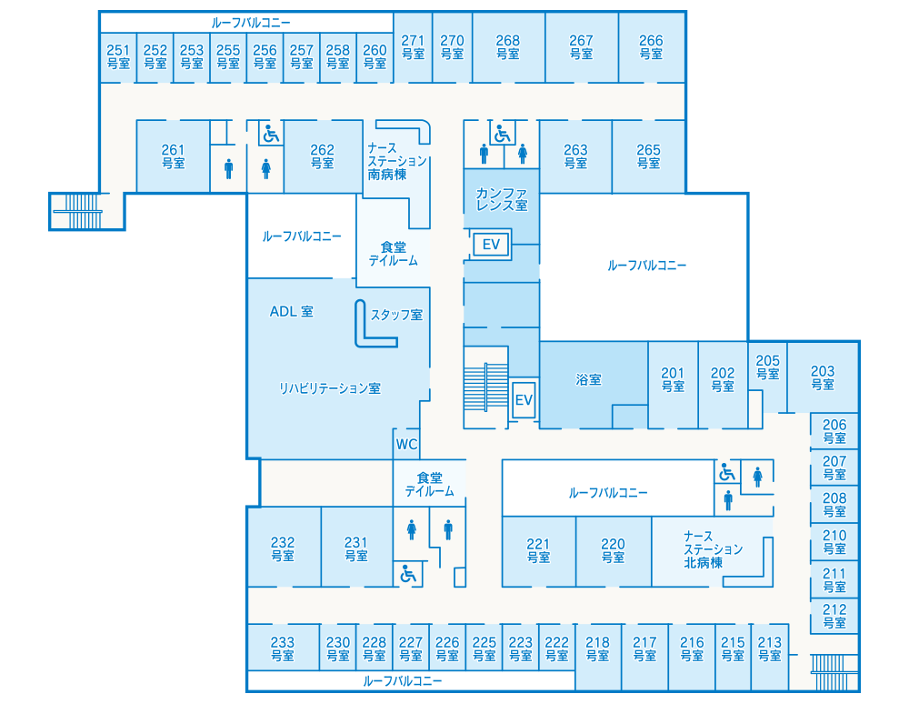 寺尾病院2F見取り図